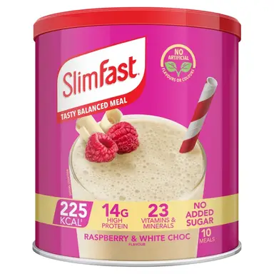 Slimfast Meal Replacement Meal Support Shake Raspberry & White Chocolate Flavour - 365g