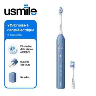 Usmile Y1S Brosse à dents électrique sonique rechargeable avec 3 modes de nettoyage, minuterie intelligente, étui de voyage, autonomie de 6 mois par charge