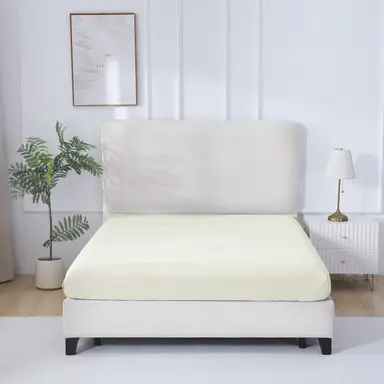 MEROPE, Nylon/Spandex Cooling-feel Fitt sheet, 180x200+30cm, beige, 1pack