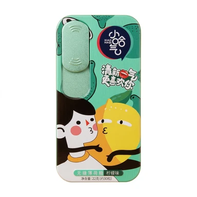 Xiao Haqi zuckerfreie Minzbonbons - Zitronengeschmack, 22 g, mit tragbarem Aufbewahrungsdöschen