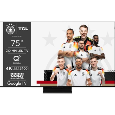 TCL 75C79N 75" QLED Mini-LED-Fernseher, QLED PRO, 4K HDR Premium mit 2400 Nits, Smart TV mit Google TV (Dolby Vision & Atmos, Onkyo 2.1 Soundsystem, 144Hz Motion Clarity Pro, freihändige Sprachsteuerung, kompatibel mit Google Assistant & Alexa)