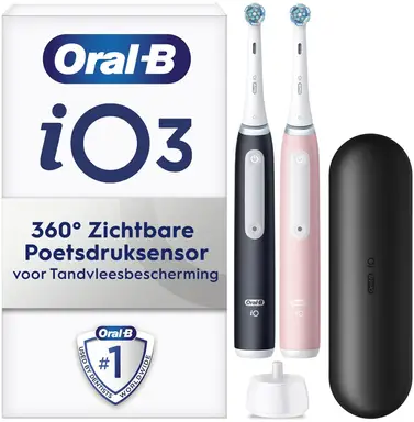 ORAL-B IO3 DUO Elektrische Tandborstel ZWART/ROZE 2 stuks