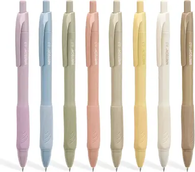 WRITECH 0,5 mm Gelstifte mit weichem Griff - 8 ausfahrbare Stifte mit schwarzer Tinte für ein reibungsloses Schreiben, ohne Verschmieren oder Verlaufen