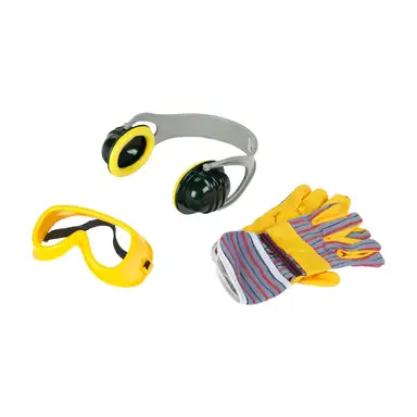 Theo Klein 8535 Bosch 3-piece Accessory Set | Work Gloves, Safety Glasses and Ear Protectors in Bosch Design | Package Dimensions: 19.5 cm x 7 cm x 33.5 cm | Toy for Children from 3 Years