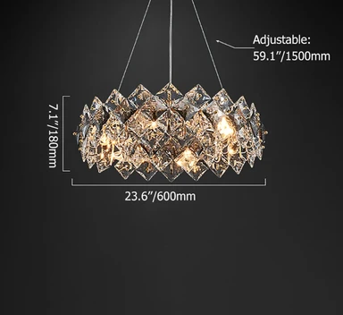 Homary Crystack Modern 6-Light Tiered Crystal Chandelier with Adjustable Cables