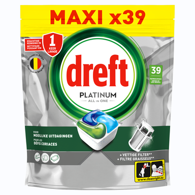 Dreft Platinum All In One Vaatwascapsules Original, 39 Capsules