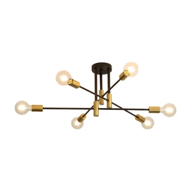 Goeco Industrielle Deckenleuchte E27 6-flammiger Pendelleuchter Vintage Kronleuchter für Schlafzimmer Wohnzimmer (Ohne Glühbirnen)