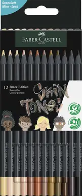 Faber-Castell Black Edition Kleurpotloden 12 huidtinten in Kartonnen Etui