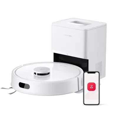 Roborock Q7 L5+ Robot Vacuum Cleaner, Self-Emptying, 8000Pa Suction, Dual Anti-Tangle System, APP-Controlled Mopping, Electronic Water Tank, PreciSense LiDAR Navigation, Ideal for Pet Hair, White