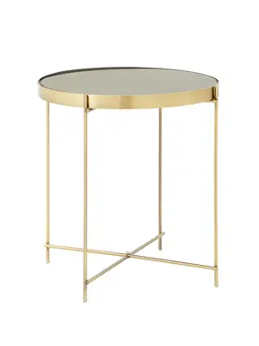 Interiors by Premier Side Table Allure Brushed Bronze/Black Mirror Round Small