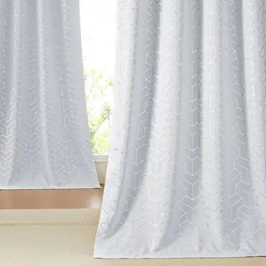 PONY DANCE Foil Printed Blackout Curtains Eyelet, 2 Panels W140xL245cm (W55xL96inch), Greyish White