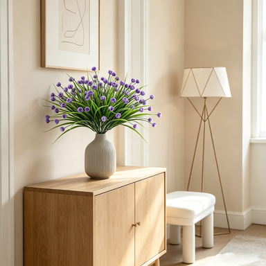 Yuejia 4P CS 13.39in/34cmArtificial Spring Grass, Camellia, Starry Sky, Simulated Home Decor, Simulated Flower Decoration(purple)