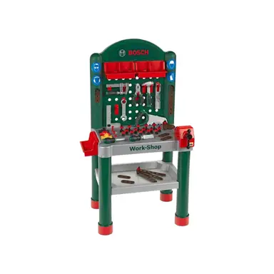 Theo Klein 8320 Bosch Workshop | 79 Pieces | Worktop with Learning Function | Dimensions: 50 cm x 37 cm x 102 cm | Toy for Children from 3 Years