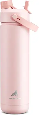 POWCAN by Meoky 26oz Dual-Opening Sports Water Bottle with Carry Handle –Pink