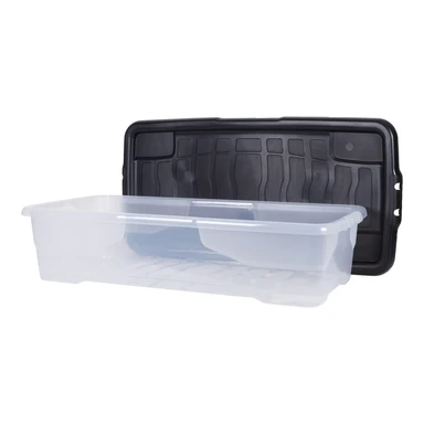 Strata Curve Under Bed Box with Lid-Clear /Black Lid 30L