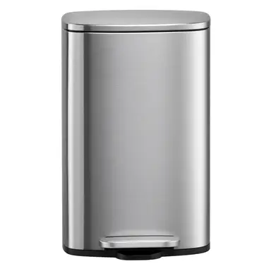 SONGMICSHOME  50 L Kitchen Bin, Rubbish Bin, Steel Trash Bin, Soft Close, Step-On Pedal, Removable Inner Bucket, Silver