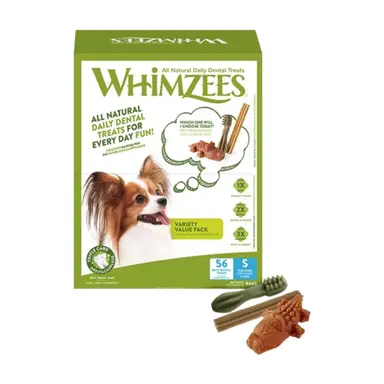 Whimzees Vielfaltsvorteilspackung Zahnkauartikel für Hunde S (7-12 kg) 56 Stück 840 g