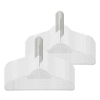 Ochama x SONGMICS  Set van 50 Antislip Kledinghangers, Fluwelen Jas Hangers met 360° Draaibare Haak, Ruimtebesparend voor Garderobe, Stropdasstang, Wit