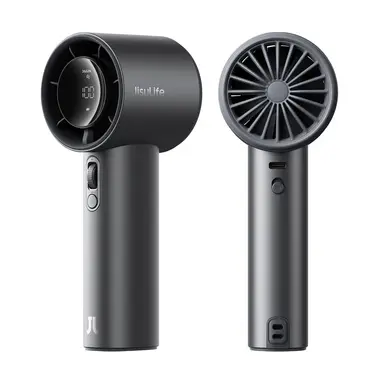 JISULIFE Turbo Handheld Fan Pro1S，LED Display, 40Hrs Max Cooling, 9700RPM Powerful,5000mAh battery,Travel Essentials,Dark Black