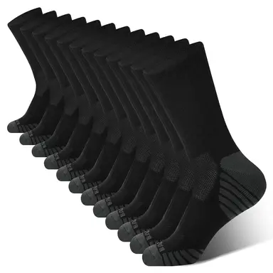 BAMBOO COOL Men's Crew Socks Athletic Running Sports Socks, Cushioned Moisture Wicking, Breathable Arch Support XL (6 Pack)