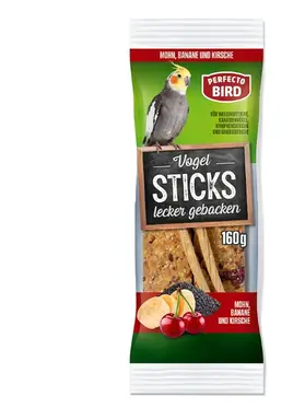 Perfecto Bird Sticks mit Mohn, Banane & Kirsche 160 g