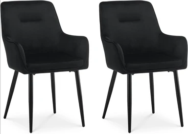 CLIPOP Dining Chairs Set of 2 Velvet Armchairs Kitchen Chairs with Backrest and Metal Legs Occasional Padded Leisure Accent Chairs for Dining Living Room 0430 velvet black 43.5*51.5*87.5cm