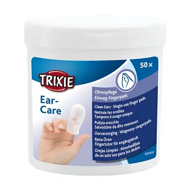 TRIXIE Ohrenpflege Einweg-Fingerpads für Hunde, Katzen und Kleintiere 50 Stück