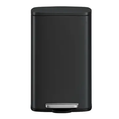 SONGMICSHOME  50 L Kitchen Bin, Rubbish Bin, Stainless Steel Trash Bin, Soft Close, Step-On Pedal, Removable Inner Bucket, Black