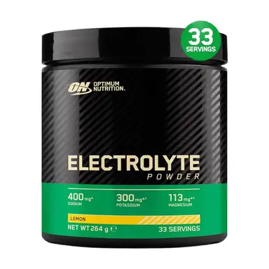 Optimum Nutrition Electrolyte Powder - Lemon Flavor, Zero Sugar, 400mg Sodium, 113mg Magnesium - 264g (33 Servings)