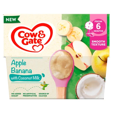 Cow & Gate Apple Banana & Coconut Milk 6+ Months 4 X 95g