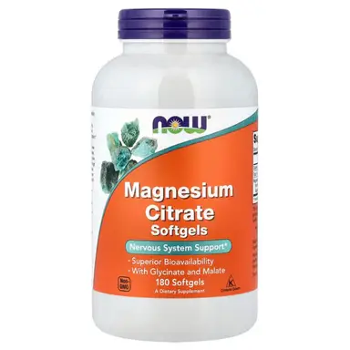 NOW Foods Magnesium Citrate Softgels - 180 Softgels