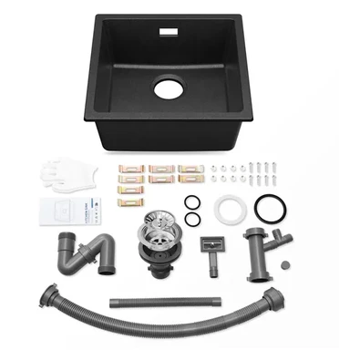 Auralum Granit-Küchenspüle 40/45/50 x 44 cm Granitspüle