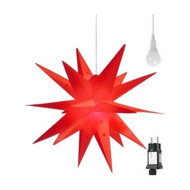SALCAR Étoile Lumineuse Rouge 3D avec Lumière LED Rouge Chaude, Lumière D'étoile Pliable pour La Décoration de Noël de Fenêtre et de Maison
