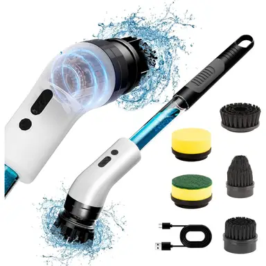 Iagreea Electric Spin Scrubber, Liquid Storage Design, Perfect for Cleaning + 5 Heads Replacement