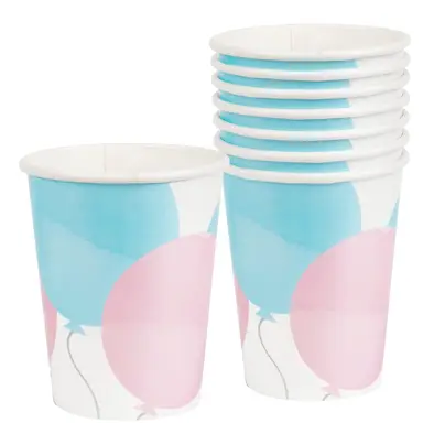 Unique Party Gender Reveal Paper Cups, 266ml, 8 Pack