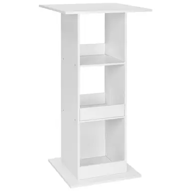 WOLTU Bartisch, Bistrotisch, Stehtisch, Küchentisch, Tresen mit 3 Regalen, für Bar, Küche, Wohnzimmer, Holzwerkstoff, Tischhöhe 112 cm, Weiß