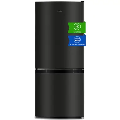 CHiQ CBM117LBEU 50cm Wide Compact Bottom Mount Fridge Freezer 117L - Black - E Rated