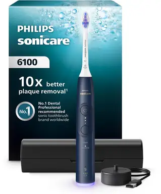 Philips Sonicare serie 6100 elektrische tandenborstel, marineblauw, slank reisetui, HX7403/05