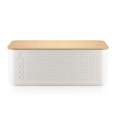 Bodum BISTRO Bread Box Large - White with Bamboo Lid