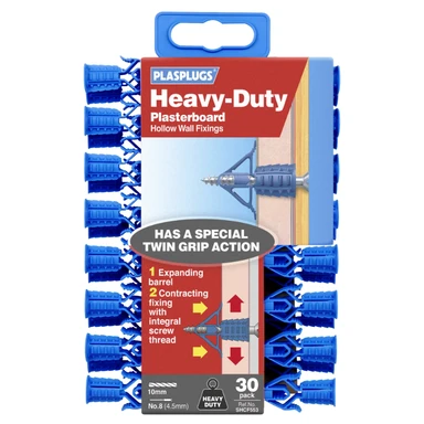 PLASPLUGS HCF 553 Heavy-Duty Plasterboard Fixings Pack of 30
