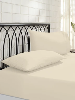 NightComfort Fitted Sheet Non Iron Polycotton Deep Fit 45cm Beige Single