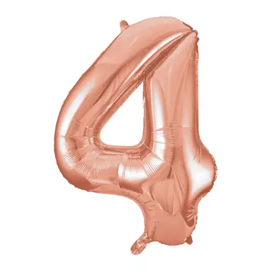 Unique Party Giant Number 4 Balloon, Rose Gold, 86cm