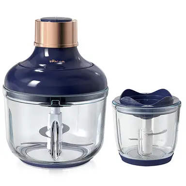 Bear Hachoir électrique QSJ-D03Q1, 2 bols en verre (2 L/8 tasses + 0,6 L/2,5 tasses), 300 W