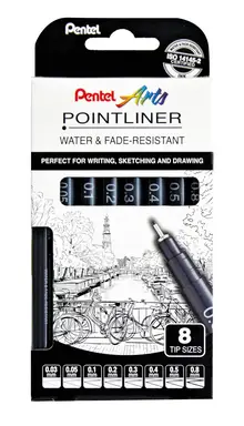 Pentel Pointliner Black Pack of 8