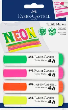 Faber-Castell Neon Textile Marker, Pack of 4