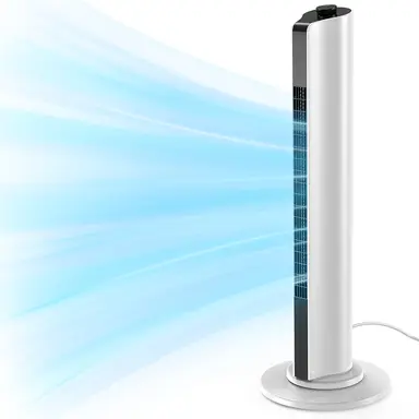 Totopia 35" Tower Fan with 3 Speeds & 3 Modes, 80° Oscillating, 18ft/s Velocity Cooling Fan for Home/Office/Indoor, Child-Safe Design, Easy Assembly, White