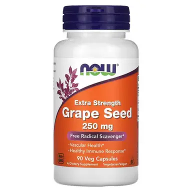 NOW Foods Grape Seed Extract Antioxidant 250mg Daily Wellness Support Capsules - 90 Vegan Capsules
