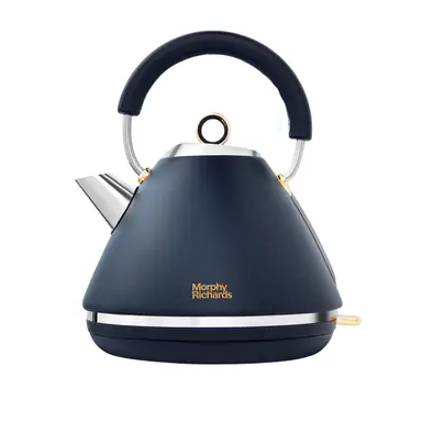 Morphy Richards Accents Gold Pyramid Traditional Kettle, Rapid Boil, 1.5L, Navy Blue - 102045