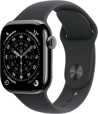 Apple Watch Series 11 GPS + Cellular 46mm Slate Titanium Case with Black Sport Band - S/M