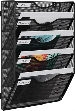 TQVAI Hanging Storage Wall File Organiser In Tray, 5-Tier Magazine Rack - View #14